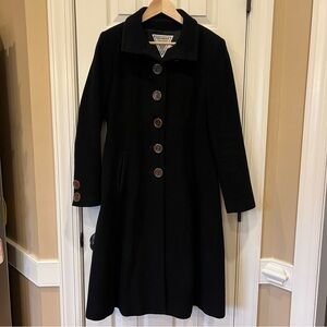 Vintage Marvin Richards Pea Coat Wool Cashmere Women’s Black Pleated Trench